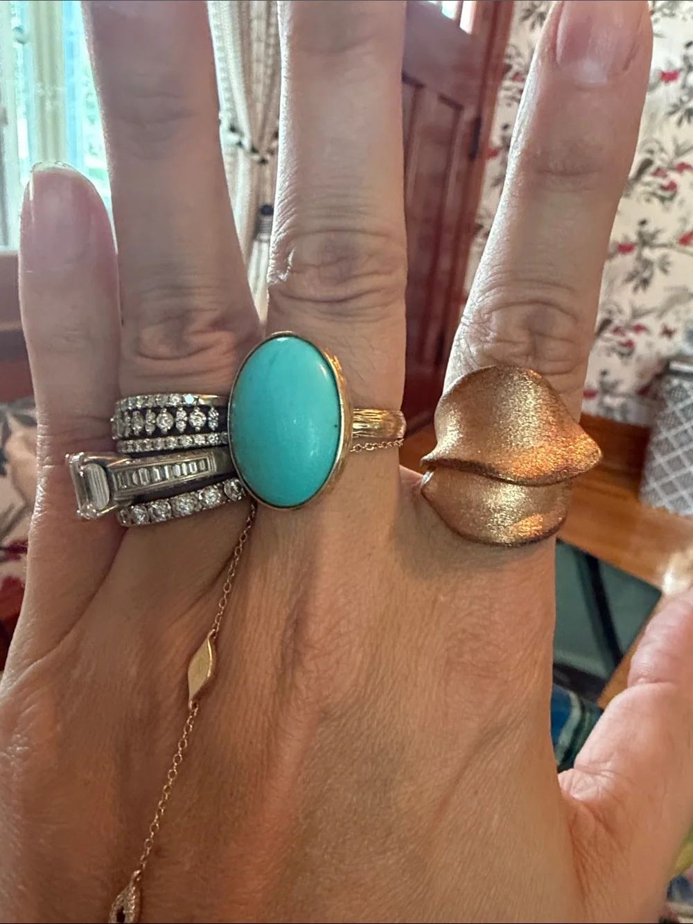 Rose Gold Scuptural Ring Size 9